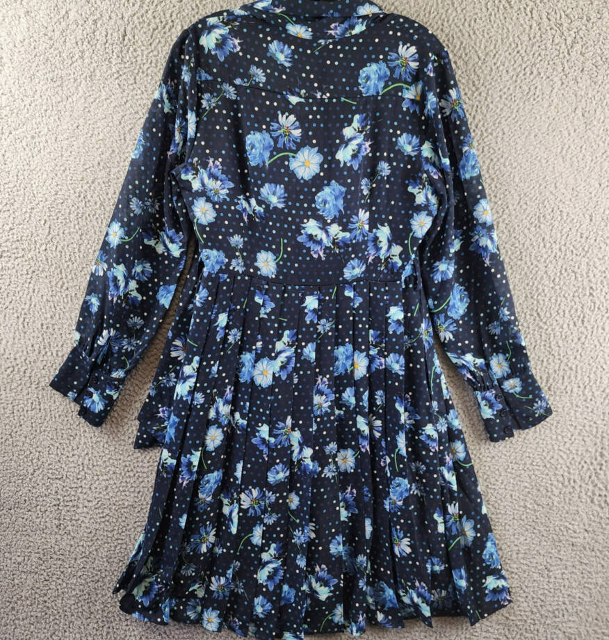 Gracia Belted Mini Dress Women's M Black Multi Floral Scarf Neck Long Sleeve