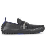 Burberry Motor Low Leather Loafers Men's 42.5 Black B-Cut Zip Slip On