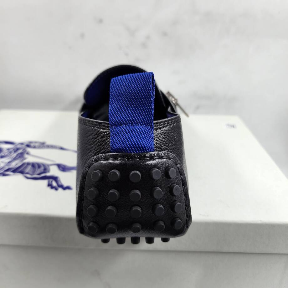 Burberry Motor Low Leather Loafers Men's 42.5 Black B-Cut Zip Slip On