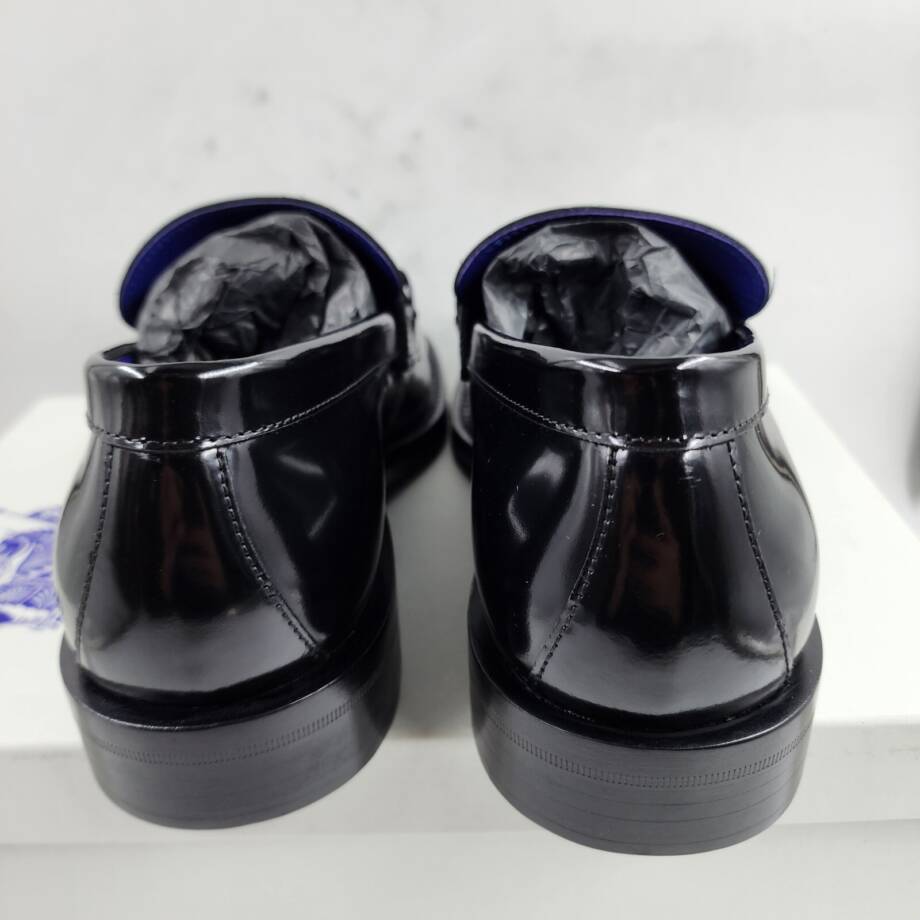 Burberry Leather Barbed Penny Loafers Men's 42 Black Slip On Closure