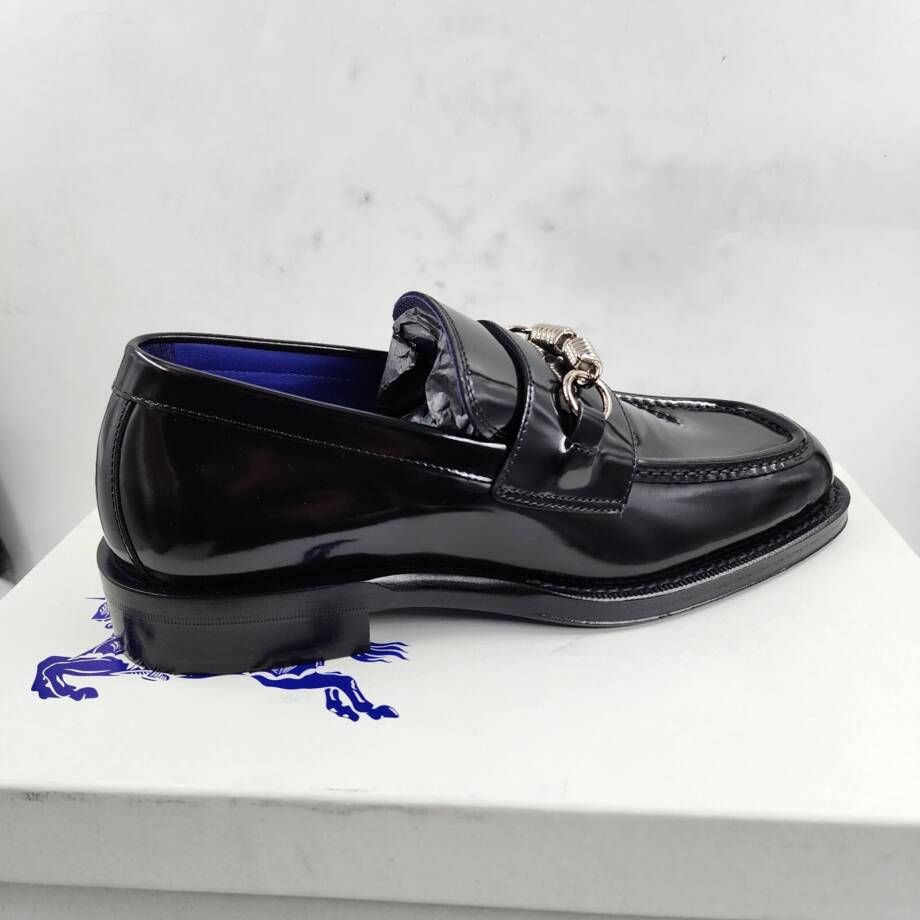 Burberry Leather Barbed Penny Loafers Men's 42 Black Slip On Closure