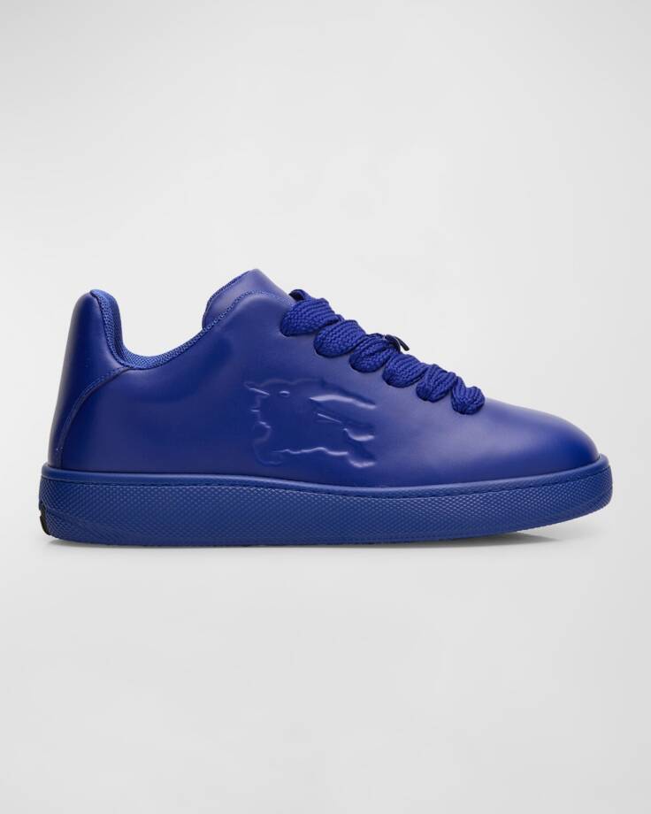 Burberry Leather Box Low-Top Sneakers Men's 42.5/9.5 US Knight Round Toe Lace Up