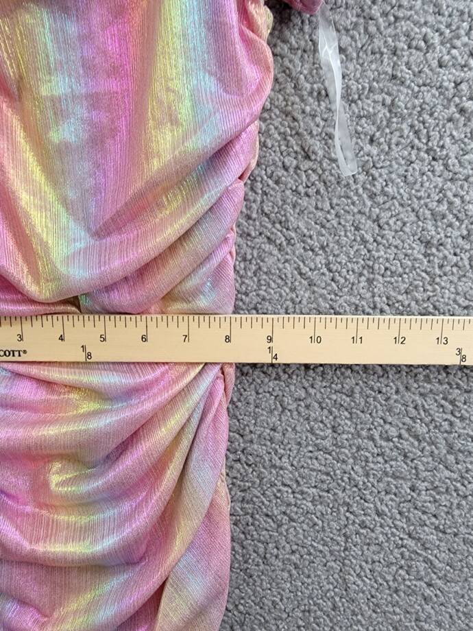With Jules Ruched Square-Neck Mesh Dress Big Girls L Multi Short Sleeve Pullover