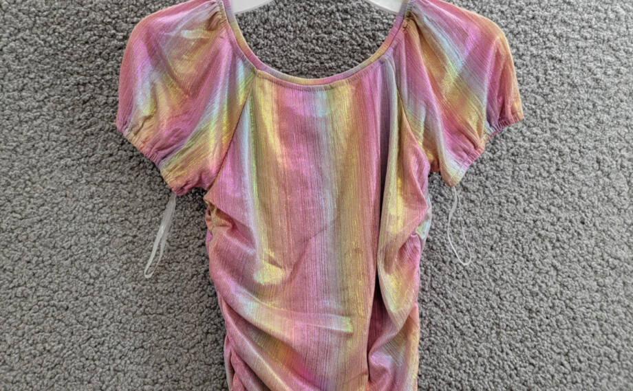 With Jules Ruched Square-Neck Mesh Dress Big Girls L Multi Short Sleeve Pullover