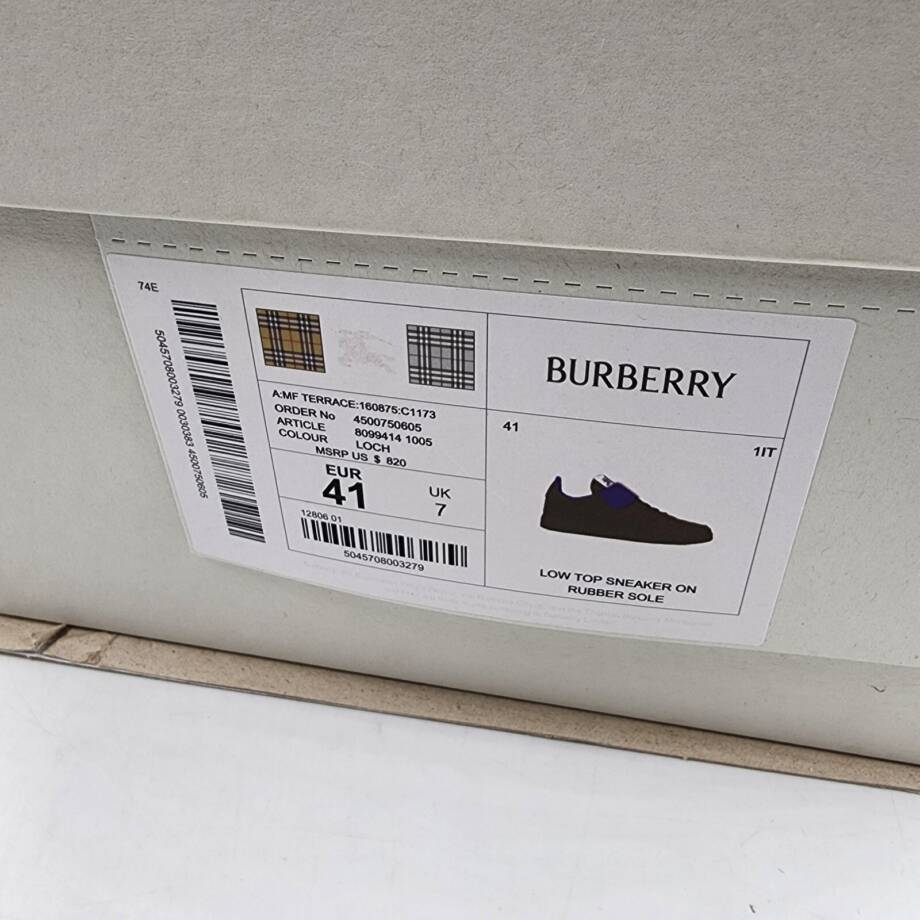 Burberry Terrace Leather Low-Top Sneakers Men's 41/8 US Loch Round Toe Lace Up