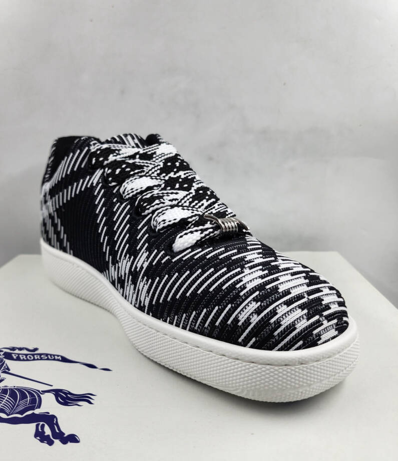 Burberry Check Knit Box Low-Top Sneakers Men's 46/13 US Black/White Lace Up