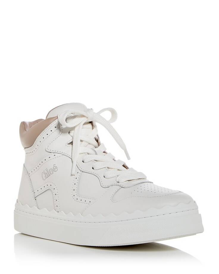 Chloé Lauren High Top Sneakers Women's 35/5 US Light Nude Lace Up Closure
