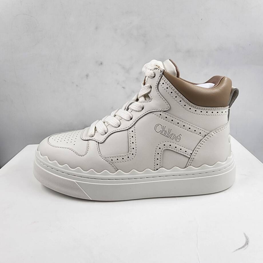 Chloé Lauren High Top Sneakers Women's 35/5 US Light Nude Lace Up Closure