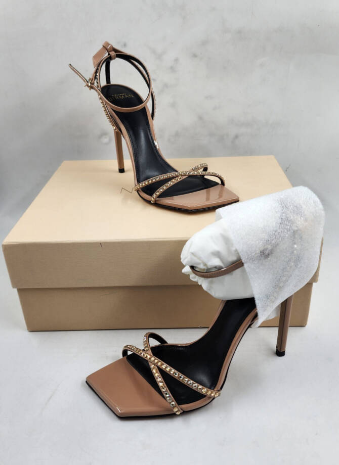 ALEXANDRE BIRMAN Skye Vernice Ankle Strap Heels Women's 36.5/6.5US Rose Beige
