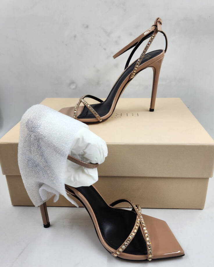 ALEXANDRE BIRMAN Skye Vernice Ankle Strap Heels Women's 36.5/6.5US Rose Beige