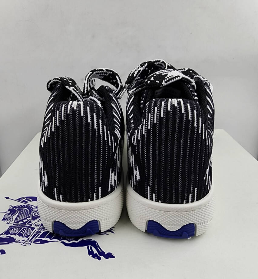 Burberry Check Knit Box Low-Top Sneakers Men's 42/9 US Black/White Lace Up