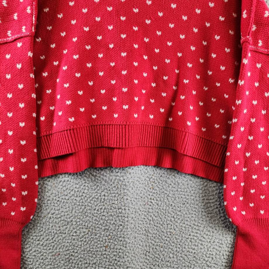 Free People Patterned Easy Street Cropped Sweater Womens L Red/White Long Sleeve