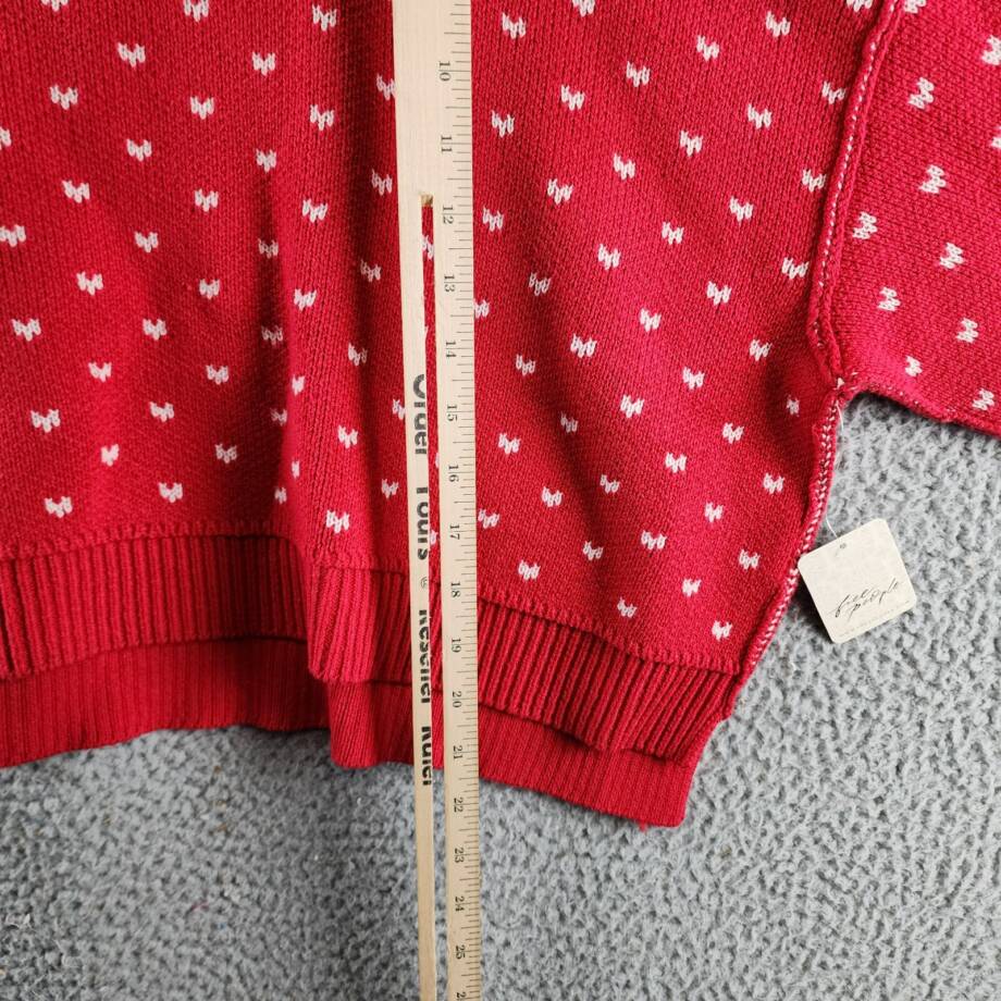 Free People Patterned Easy Street Cropped Sweater Womens L Red/White Long Sleeve