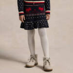 Polo Ralph Lauren Fair Isle Knit Skirt Girls XL 16 Navy Multi Wool Blend Pull On