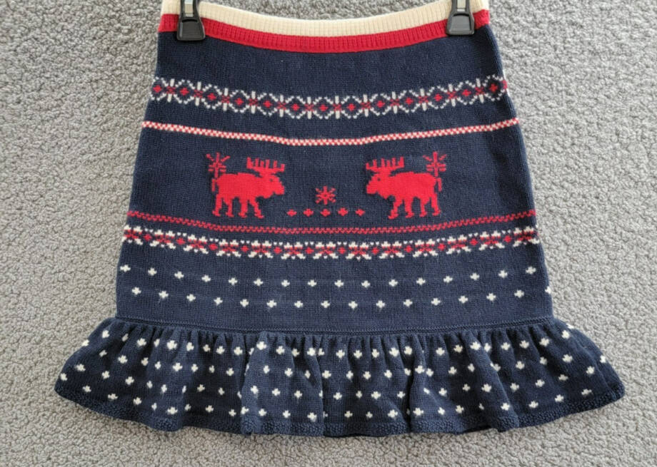 Polo Ralph Lauren Fair Isle Knit Skirt Girls XL 16 Navy Multi Wool Blend Pull On