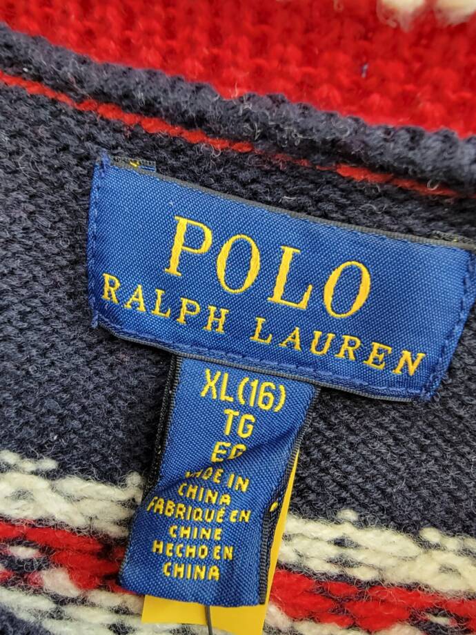 Polo Ralph Lauren Fair Isle Knit Skirt Girls XL 16 Navy Multi Wool Blend Pull On