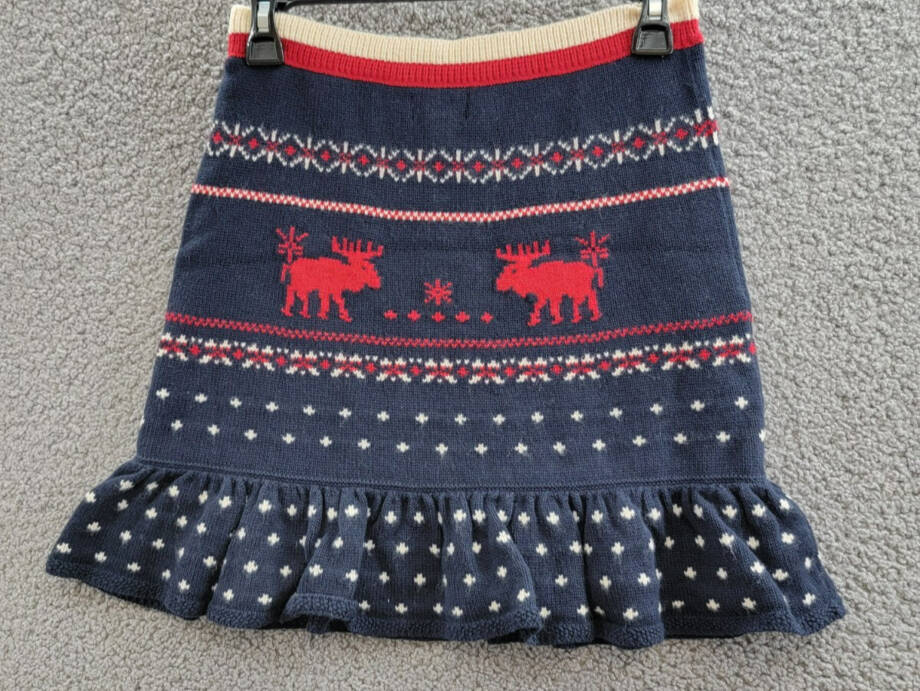 Polo Ralph Lauren Fair Isle Knit Skirt Girls XL 16 Navy Multi Wool Blend Pull On