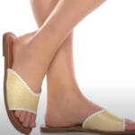 Jack Rogers Scarlett Rattan Slide Sandals Women's 7M Natural/White Slip On