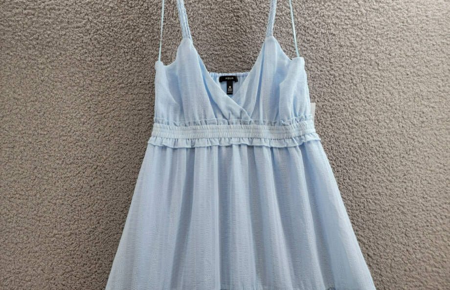 Aqua Braided Strap Maxi Dress Womens XL Sky Blue Tiered Sweetheart Neck Pullover