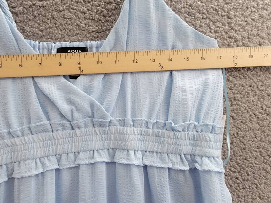 Aqua Braided Strap Maxi Dress Womens XL Sky Blue Tiered Sweetheart Neck Pullover