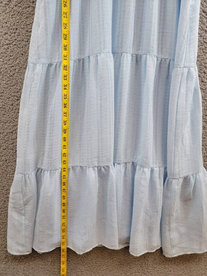 Aqua Braided Strap Maxi Dress Womens XL Sky Blue Tiered Sweetheart Neck Pullover