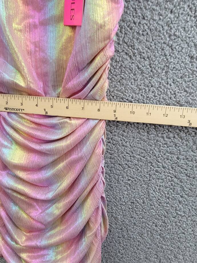 With Jules Ruched Square-Neck Mesh Dress Big Girl XL Multi Short Sleeve Pullover