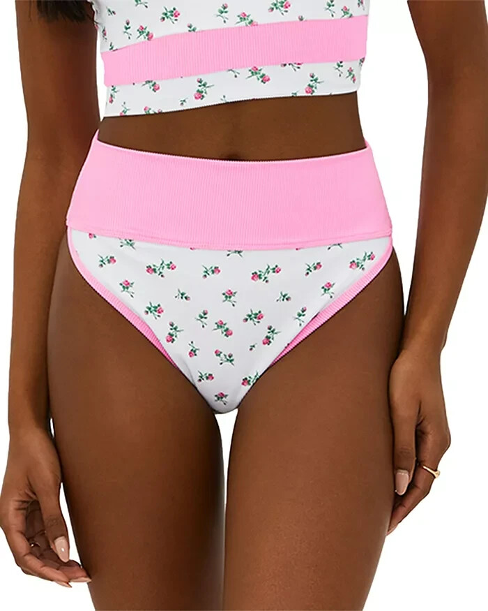Beach Riot Emmy Bikini Bottom Women's XS Peony Blossom Floral Elastic Waist