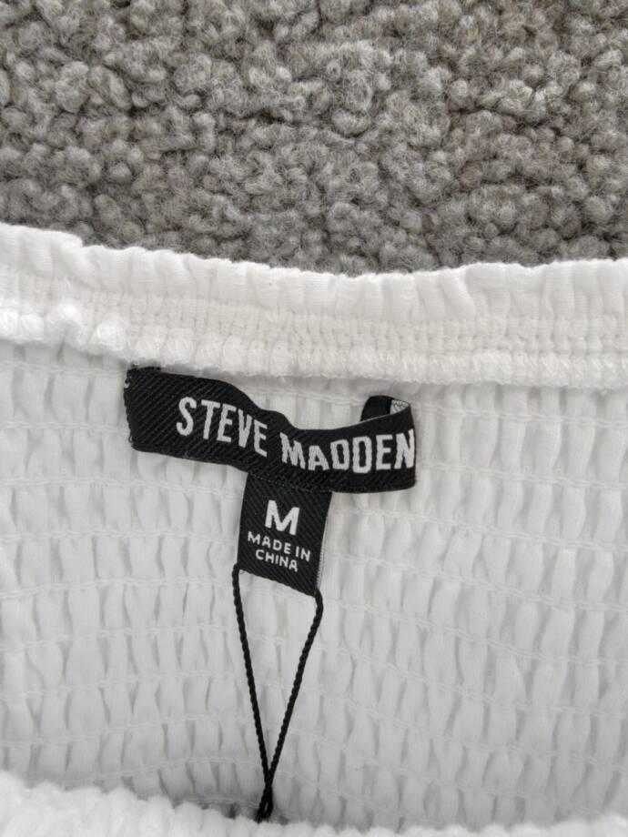 Steve Madden Kahina Tiered Lace-Trim Minidress Women's M White Straight Neck