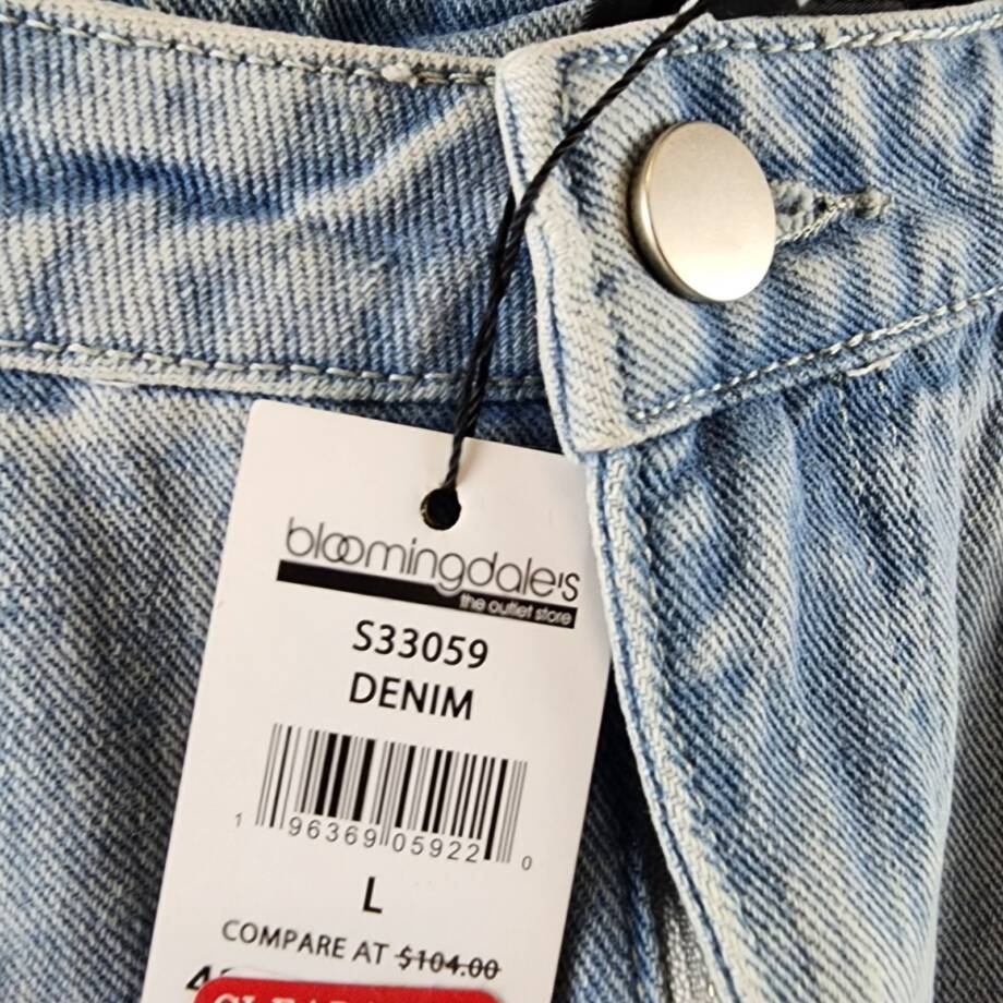 Gracia Straight Cut Midi Denim Skirt Women's L Blue Side Pockets Button Zip