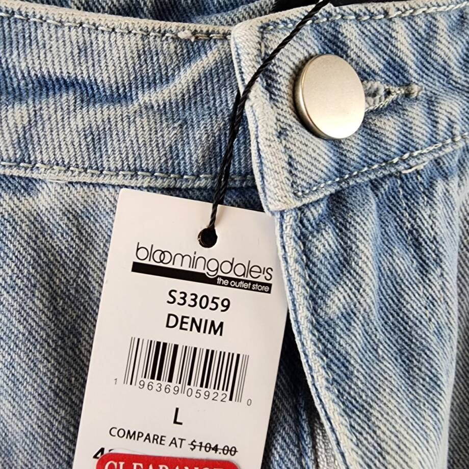 Gracia Straight Cut Midi Denim Skirt Women's L Blue Side Pockets Button Zip