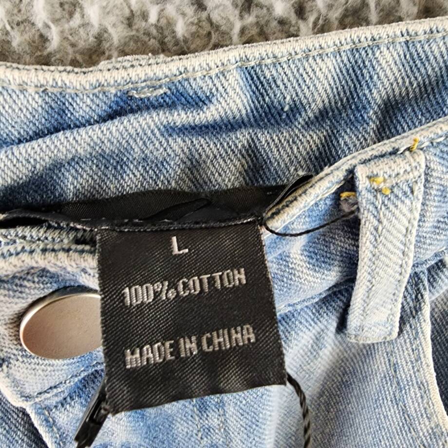 Gracia Straight Cut Midi Denim Skirt Women's L Blue Side Pockets Button Zip