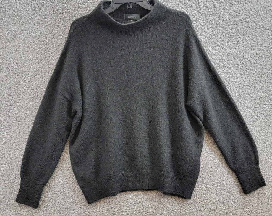 Karen Kane Ribbed Trim Mock Turtleneck Sweater Women's M Black Solid Pullover