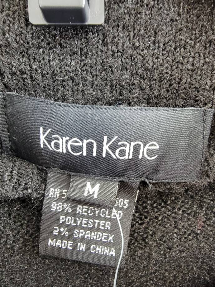 Karen Kane Ribbed Trim Mock Turtleneck Sweater Women's M Black Solid Pullover