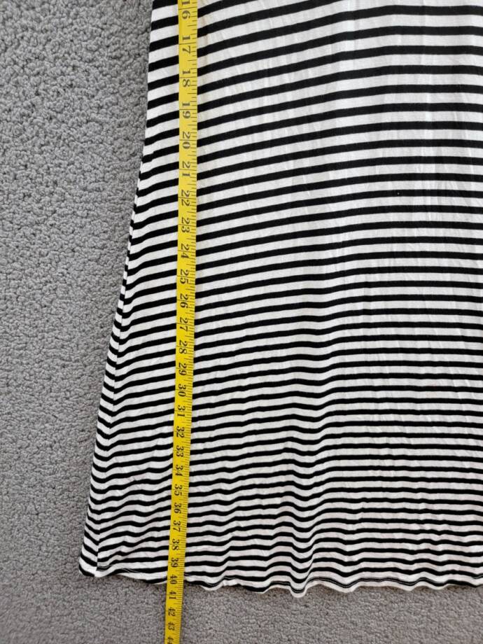 Karen Kane Contrast Collar Placket Dress Women's XS Black/White Striped Pullover