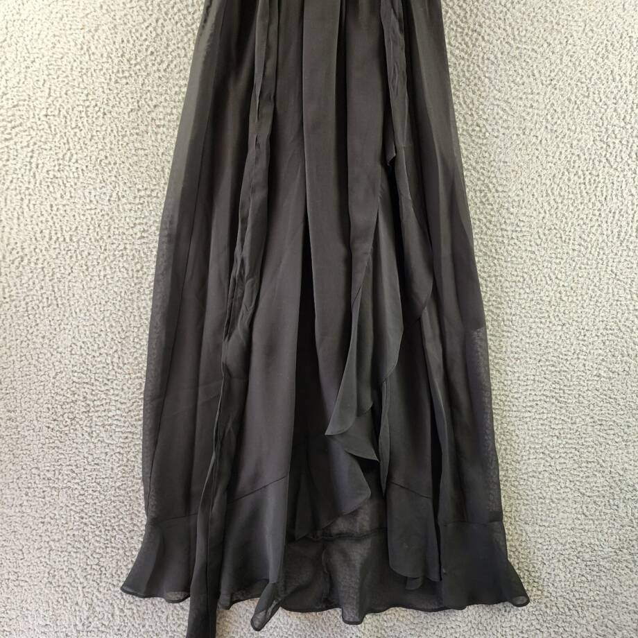 SLNY Fashions Ruffled Wrap Dress Women's 10 Black Surplice Neck Belted Pullover