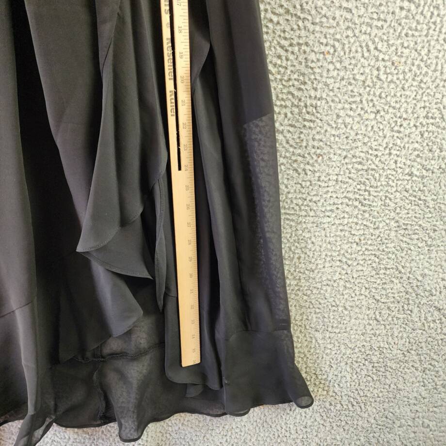 SLNY Fashions Ruffled Wrap Dress Women's 10 Black Surplice Neck Belted Pullover
