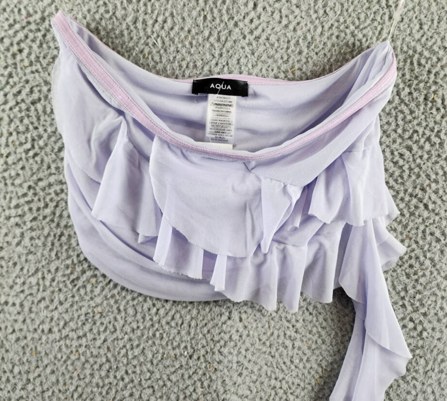 Aqua Draped Ruffled Mesh Tube Top Women's M Lavender Solid Sleeveless Pullover