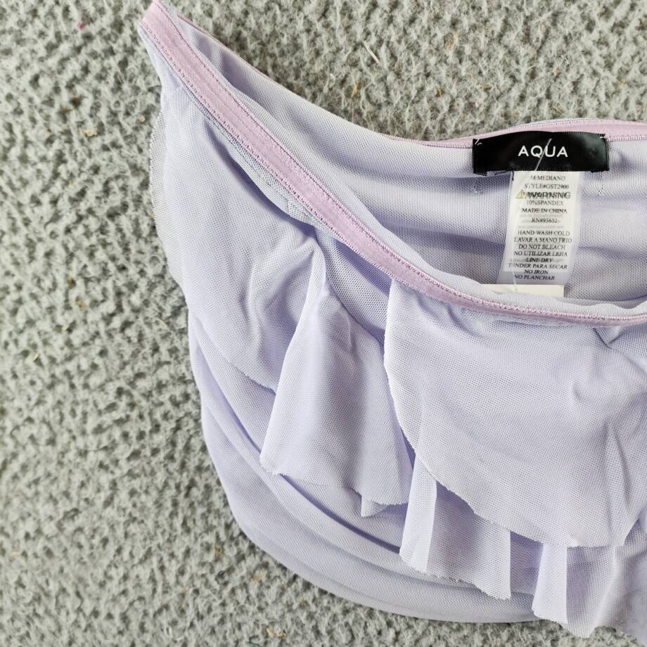 Aqua Draped Ruffled Mesh Tube Top Women's M Lavender Solid Sleeveless Pullover