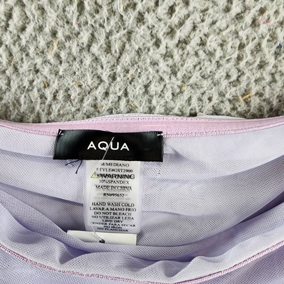 Aqua Draped Ruffled Mesh Tube Top Women's M Lavender Solid Sleeveless Pullover