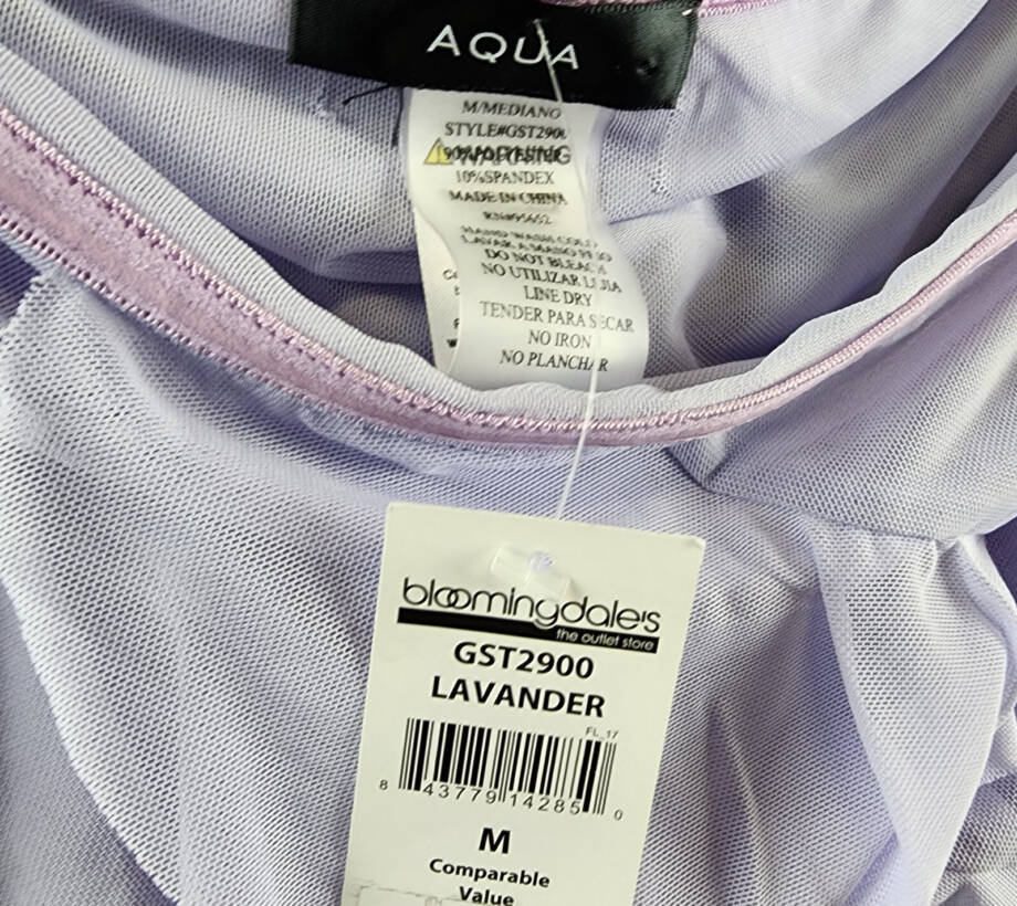 Aqua Draped Ruffled Mesh Tube Top Women's M Lavender Solid Sleeveless Pullover