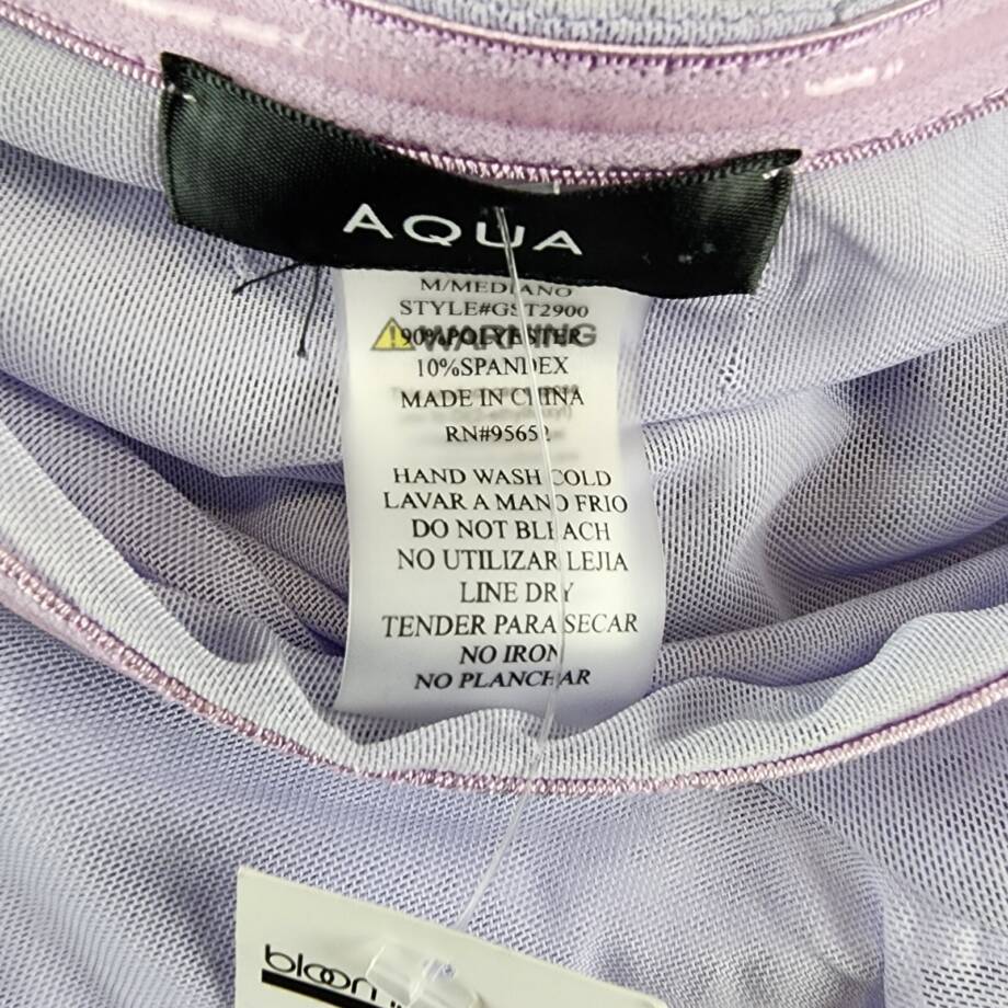 Aqua Draped Ruffled Mesh Tube Top Women's M Lavender Solid Sleeveless Pullover