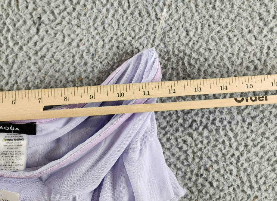 Aqua Draped Ruffled Mesh Tube Top Women's M Lavender Solid Sleeveless Pullover