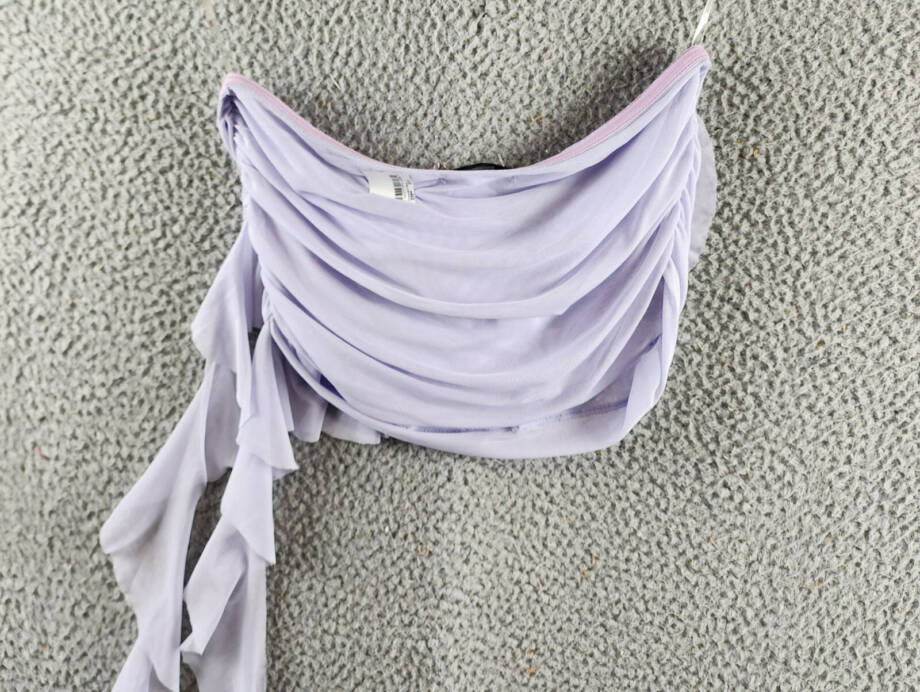 Aqua Draped Ruffled Mesh Tube Top Women's M Lavender Solid Sleeveless Pullover