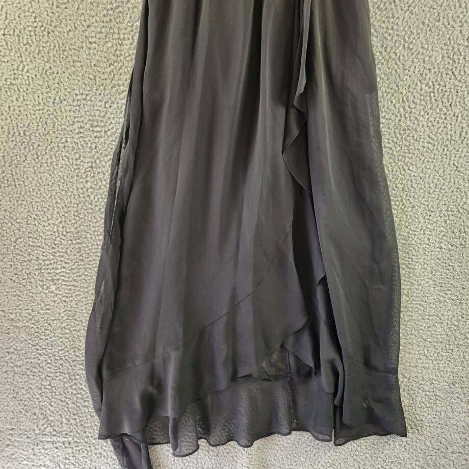 SLNY Fashions Ruffled Wrap Dress Women's 16 Black Surplice Neck Belted Pullover