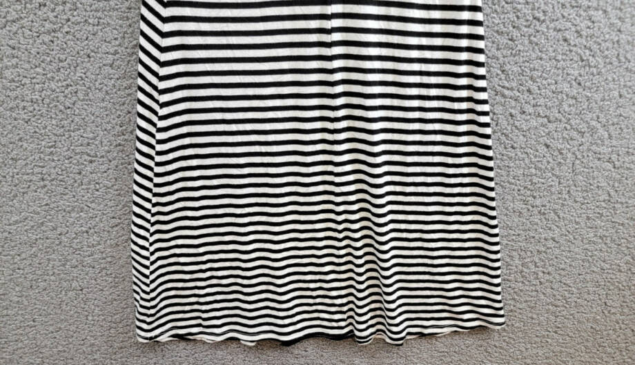Karen Kane Contrast Collar Placket Dress Women's XS Black/White Striped Pullover