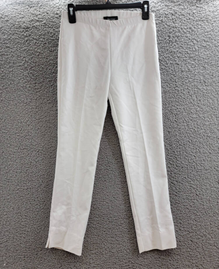 Karen Kane Straight Leg Ankle Pants Women's 2 White Concealed Side Zip Closure