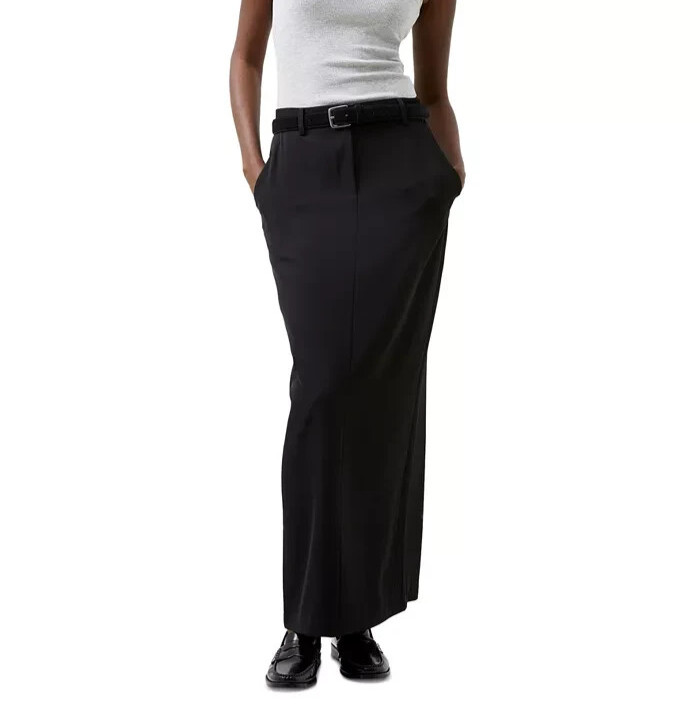 French Connection Harry Suiting Maxi Skirt Women's 2 Blackout Hook & Bar Closure