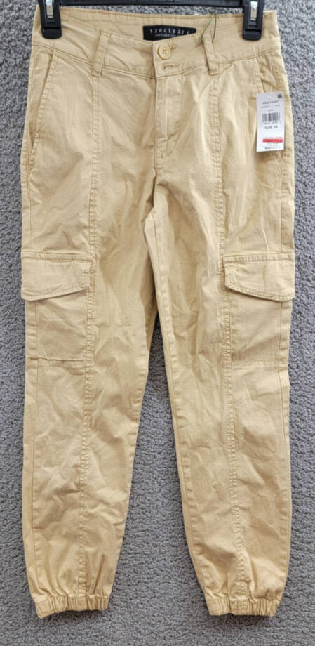 Sanctuary Rebel Cargo Pants Women's 24 True Khaki Belt Loops Button Closures~