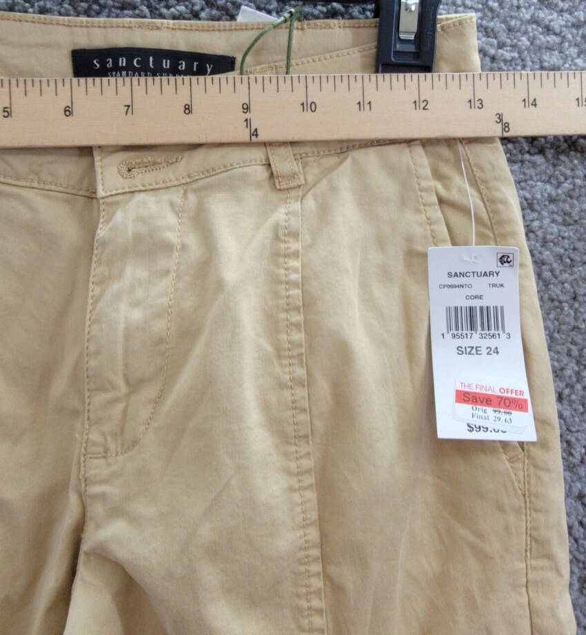 Sanctuary Rebel Cargo Pants Women's 24 True Khaki Belt Loops Button Closures~