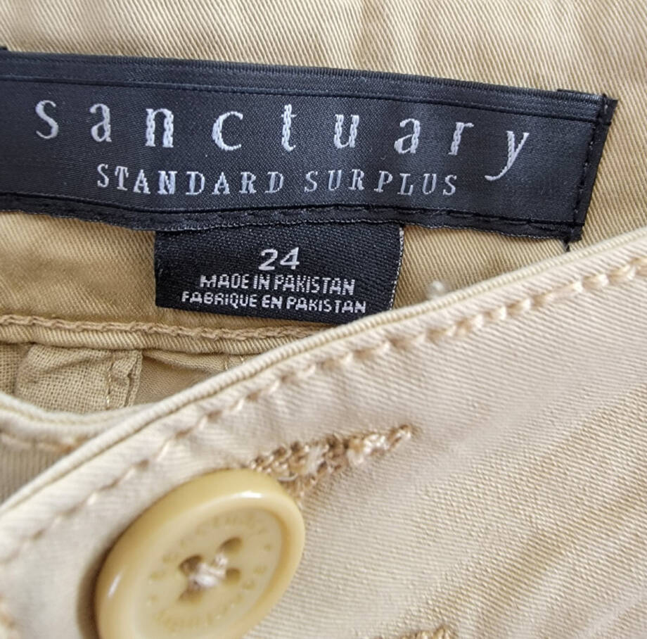 Sanctuary Rebel Cargo Pants Women's 24 True Khaki Belt Loops Button Closures~